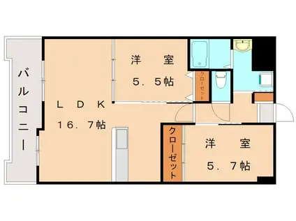 VENT CREST (2LDK/8階)の間取り写真