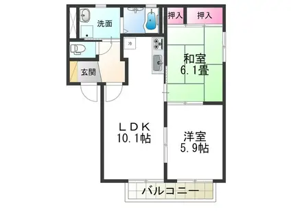 アミ緑町(2LDK/1階)の間取り写真