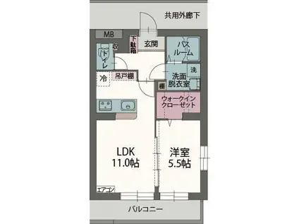 ル・アンジュ(1LDK/1階)の間取り写真