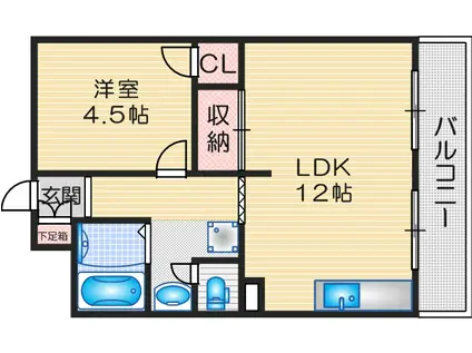 ミタカハイツ(1LDK/1階)の間取り写真
