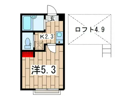 ポルタピローテ(1K/1階)の間取り写真