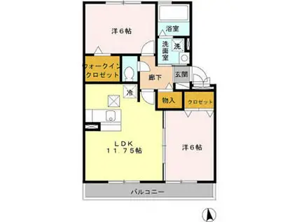 カーサ フェリーチェ I(2LDK/1階)の間取り写真