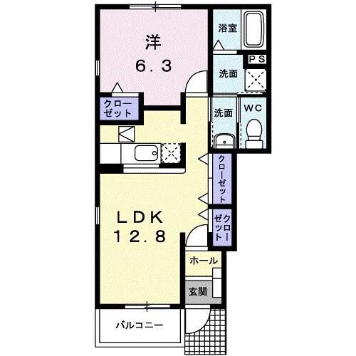 グリーンヒルミヤケII(1LDK/1階)の間取り写真