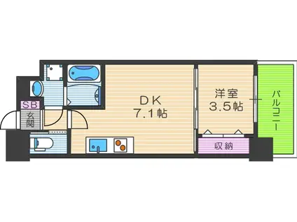 セレニテ福島カルム(1DK/6階)の間取り写真