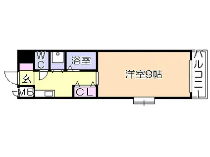 リファレンス久留米駅前(1K/2階)の間取り写真