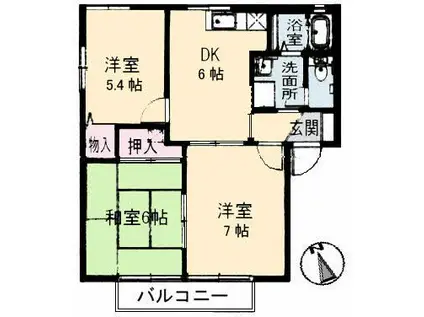 サンライフ光C棟(3DK/1階)の間取り写真