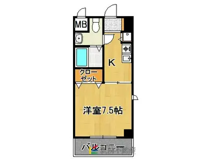 プリエール(1K/4階)の間取り写真