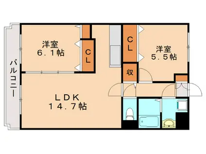 グランデュールシャトーC棟(2LDK/3階)の間取り写真