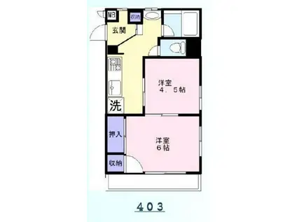 JLBグランエクリュ住吉(2DK/4階)の間取り写真