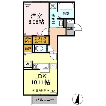 ヒルズ萩山(1LDK/1階)の間取り写真