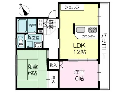 野口マンション 1号棟(2LDK/4階)の間取り写真