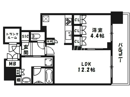 ブランズタワー梅田ノース(1LDK/21階)の間取り写真