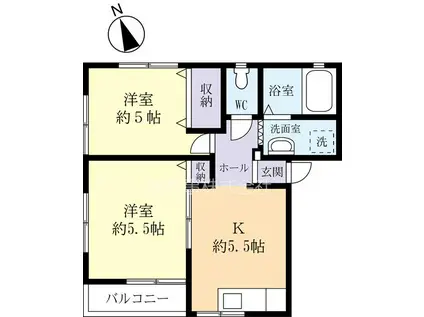 ハイムベルスリーIII(2DK/2階)の間取り写真