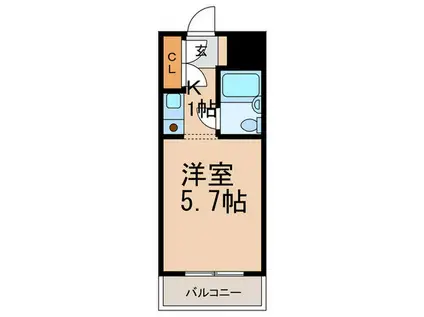 ビシック西進(1K/4階)の間取り写真