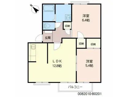 フレグランス高平B棟(2LDK/2階)の間取り写真