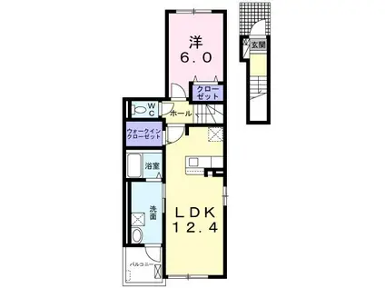 ヴェゼル(1LDK/2階)の間取り写真