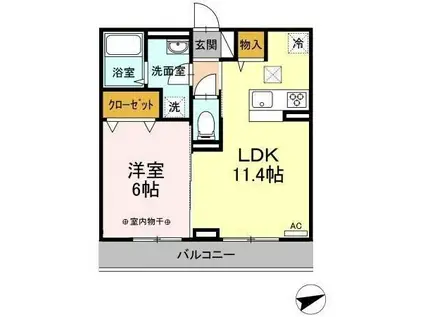 D-ROOM中町(1LDK/1階)の間取り写真