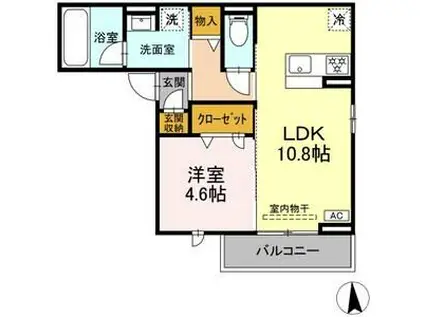 セレスティア長良福光(1LDK/3階)の間取り写真