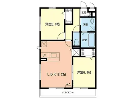 レコルトA(2LDK/2階)の間取り写真