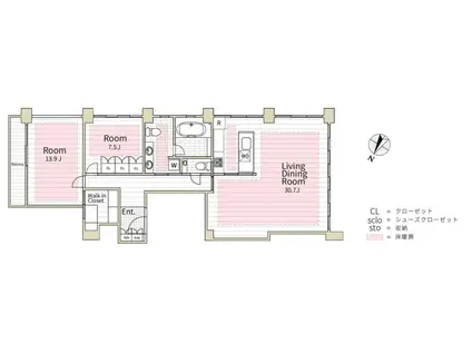 オーラ表参道(2LDK/3階)の間取り写真