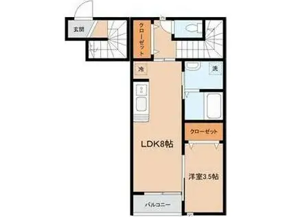 緑ヶ丘4丁目AP(1LDK/2階)の間取り写真