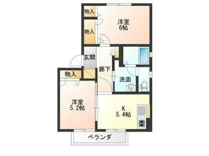 アマービリスB棟(2K/2階)の間取り写真