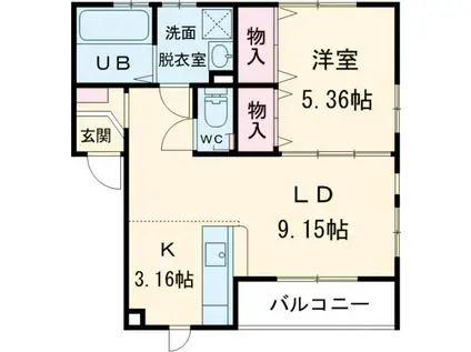 アイディアル白岳III(1LDK/1階)の間取り写真