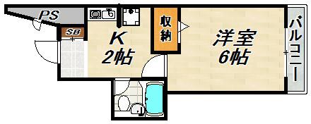 よしかわビル(1K/4階)の間取り写真