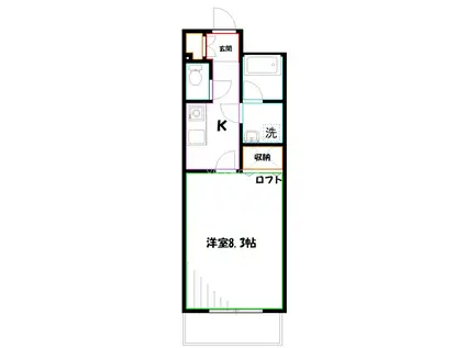 ハイツけやき 七番館(1K/1階)の間取り写真