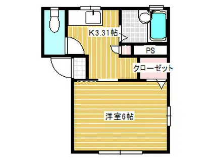 クリスタルビュー(1K/2階)の間取り写真