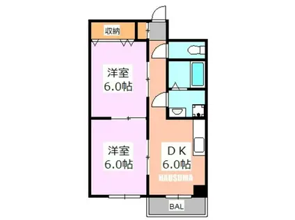 メゾンクレール(2DK/6階)の間取り写真
