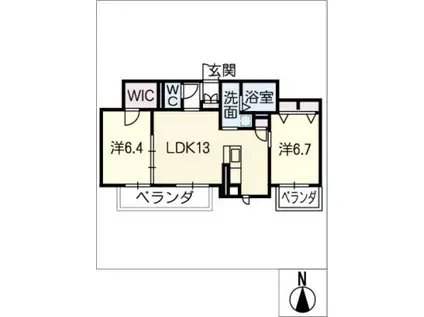SHAMAISON GARDEN 710 HILLS(2LDK/3階)の間取り写真