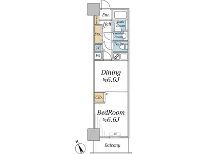 ライオンズステーションプラザ西船橋(1DK/4階)の間取り写真