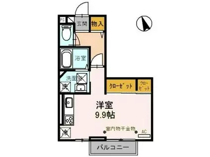 ルミネス大坪(ワンルーム/1階)の間取り写真