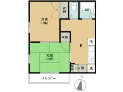 陽光ハイツ(2K/2階)の間取り写真