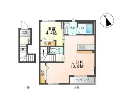 リバティ―スクエア(1LDK/2階)の間取り写真