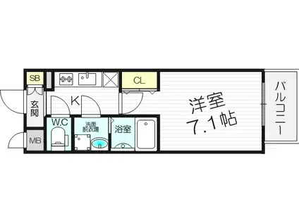 レジュールアッシュ梅田LUXE(1K/8階)の間取り写真