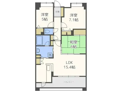 アーサー新宮コンドミニオウエスト(3LDK/7階)の間取り写真