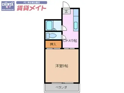 フジタハイツ(1DK/2階)の間取り写真