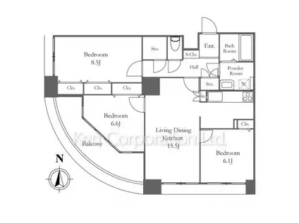 リバーシティ21 イーストタワーズII(3LDK/28階)の間取り写真