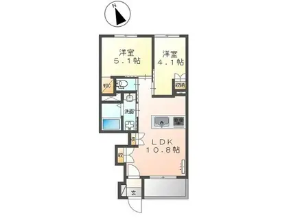 ネージュ(2LDK/1階)の間取り写真