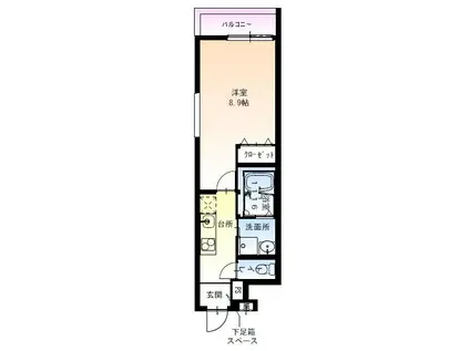 フジパレス北公園II番館(1K/3階)の間取り写真