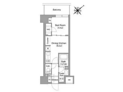 ザグロウ三田(1DK/11階)の間取り写真