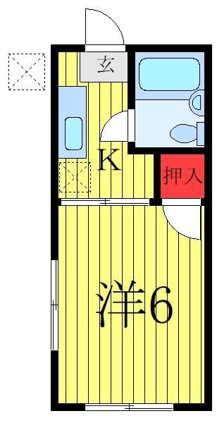 稲葉ハイツ(1K/1階)の間取り写真