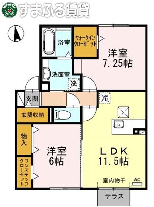 ローベルジュB(2LDK/2階)の間取り写真