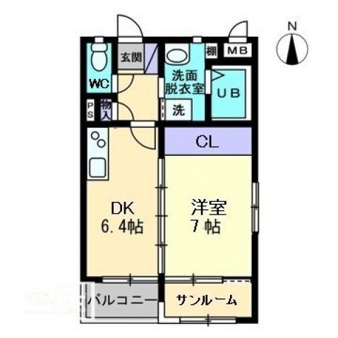 LUONTO KITACHO(1DK/3階)の間取り写真