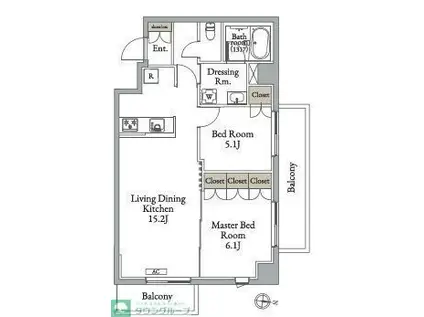 メトロステージ亀有(2LDK/6階)の間取り写真