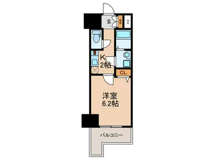 レジュールアッシュPUREMIUMTWIN1(1K/10階)の間取り写真