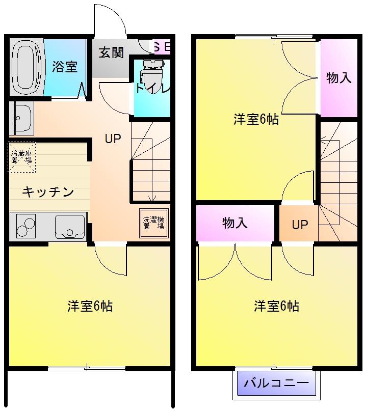 レオパレス高安(2DK/1階)の間取り写真