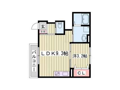 ウィステリア京口(1LDK/1階)の間取り写真
